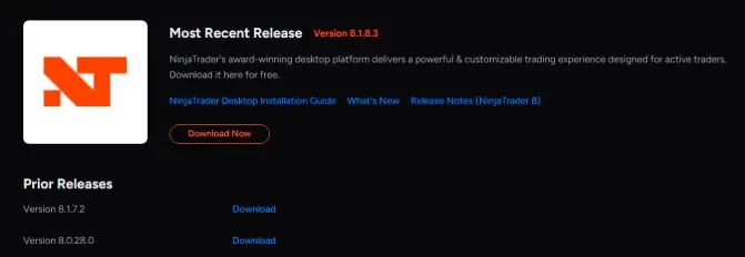 How to Set Up NinjaTrader in Australia: 2026 Step-by-Step Beginner’s Guide 5 download options for the NinjaTrader platform version 8